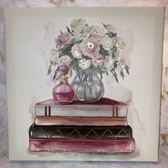 NEW Floral Watercolor Square Canvas Wall Art Feminine Glam Home Decor - Picture 3 of 17